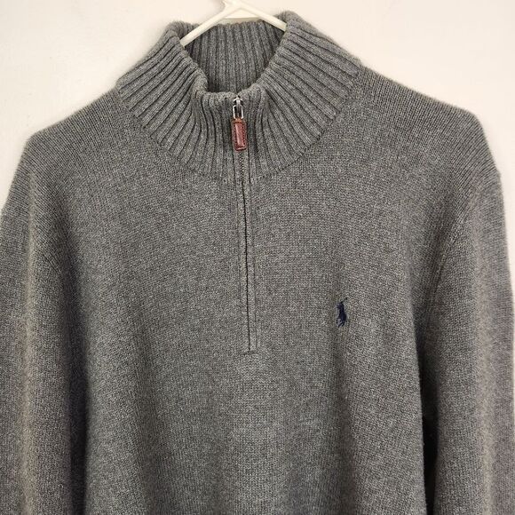 Vintage 90s Polo Ralph Lauren Mens Long Sleeve Mock Neck 1/4 Zip Pullover Size L - Picture 4 of 7